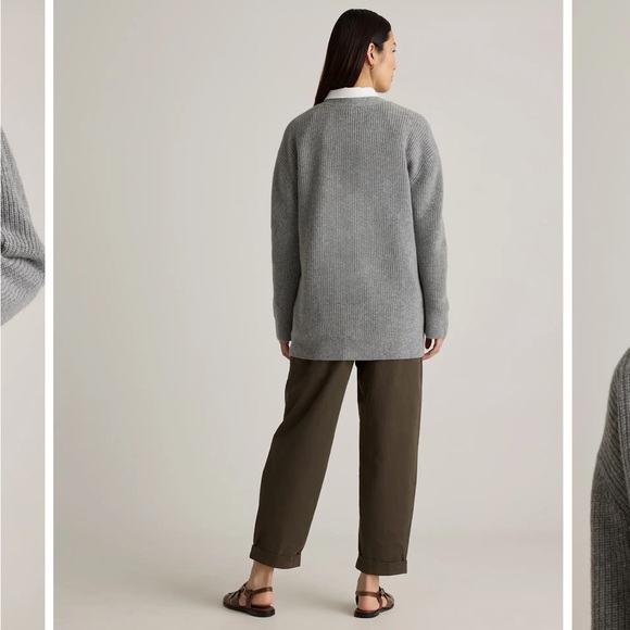 Quince Light Gray Mongolian Cashmere Oversized Cardigan - Picture 4 of 8